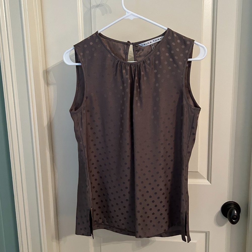 Trina Turk Silk Sleeveless Top with dot detail